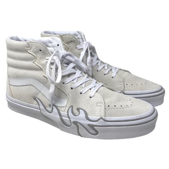 VANS Sk8-Hi Flame Suede Shoes White Gray Skate Sneakers Women's Size VN0005UJWWW - Picture 2 of 9